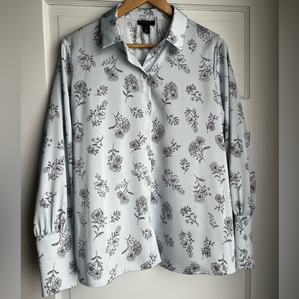 Halogen light blue Floral Button Down Shirt